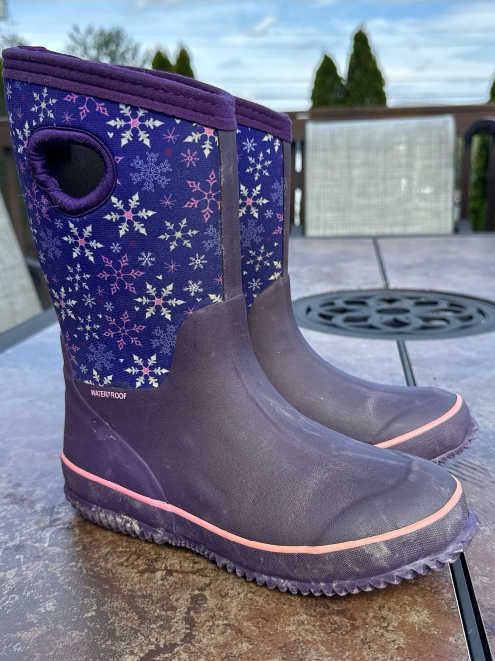 Cat & Jack Purple Snowflake Waterproof Kids Rain & Snow Boots
